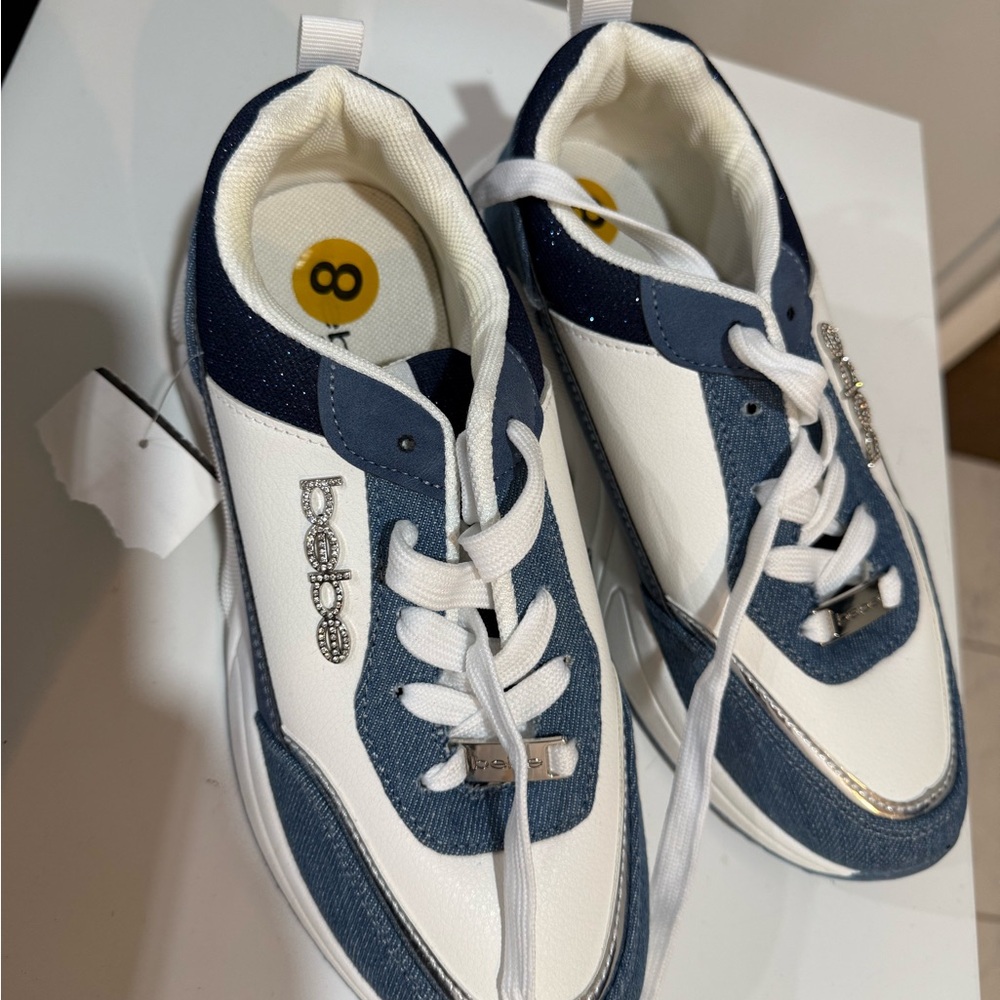Bebe Navy and White Casual Sneakers